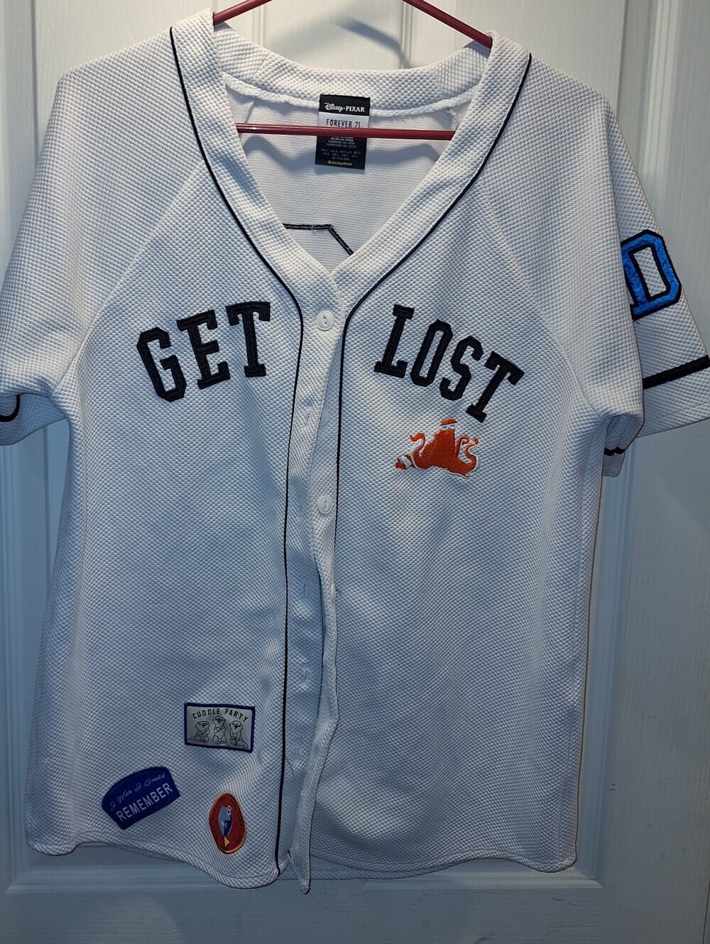 Disney Pixar "Get Lost" White Patch Baseball Jersey